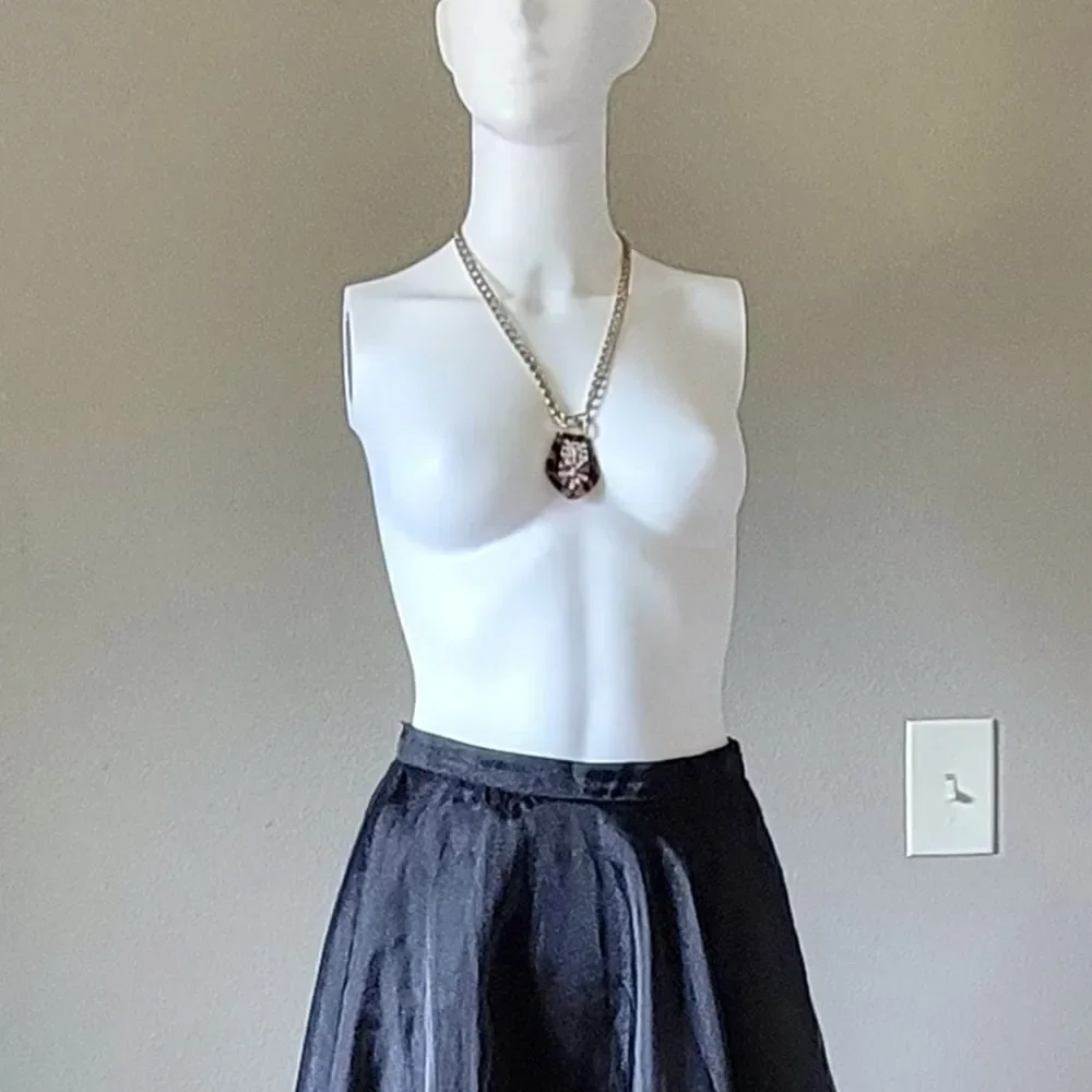 Tortoise Shell Acrylic Bejewled Curb Chain Pendant Necklace